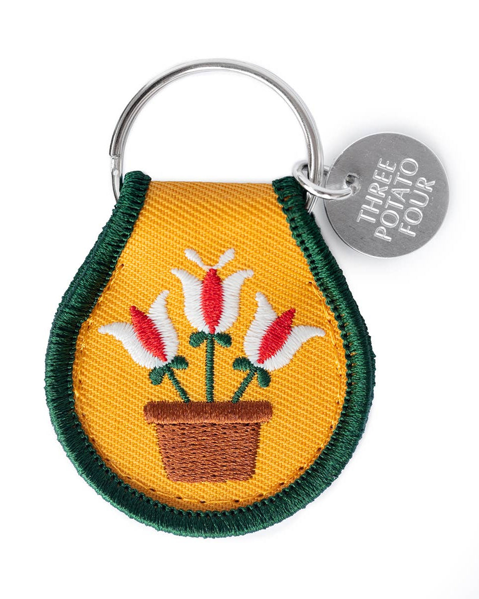 Potted Tulips Patch Keychain