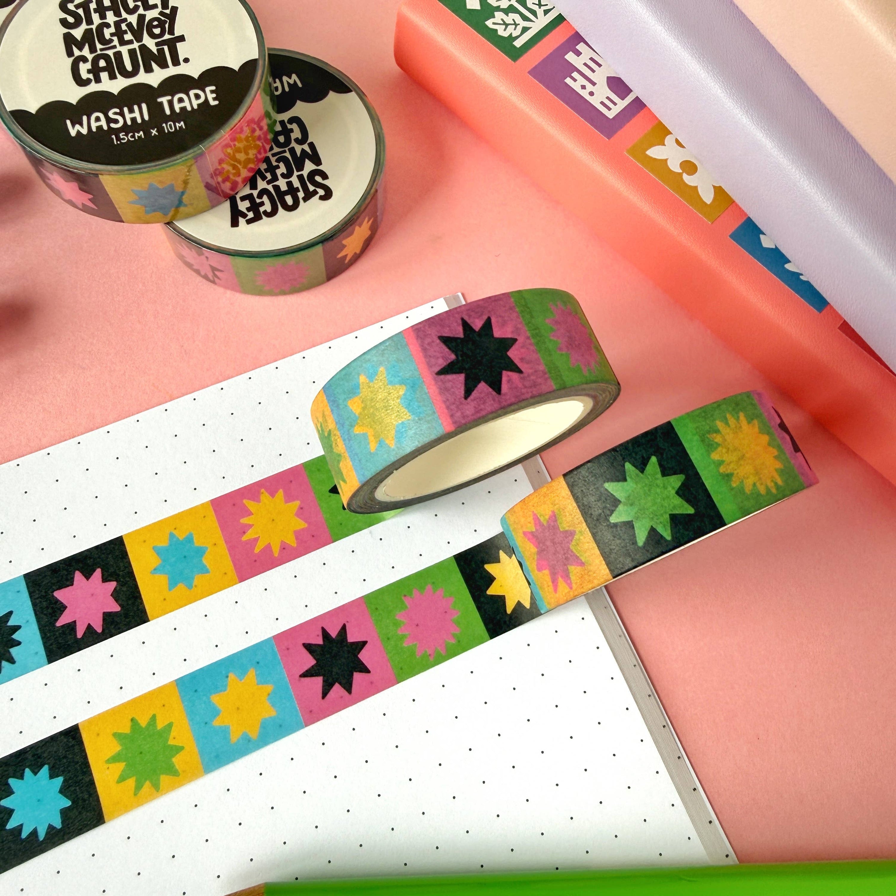 Rainbow Star Grid Pattern Washi Tape