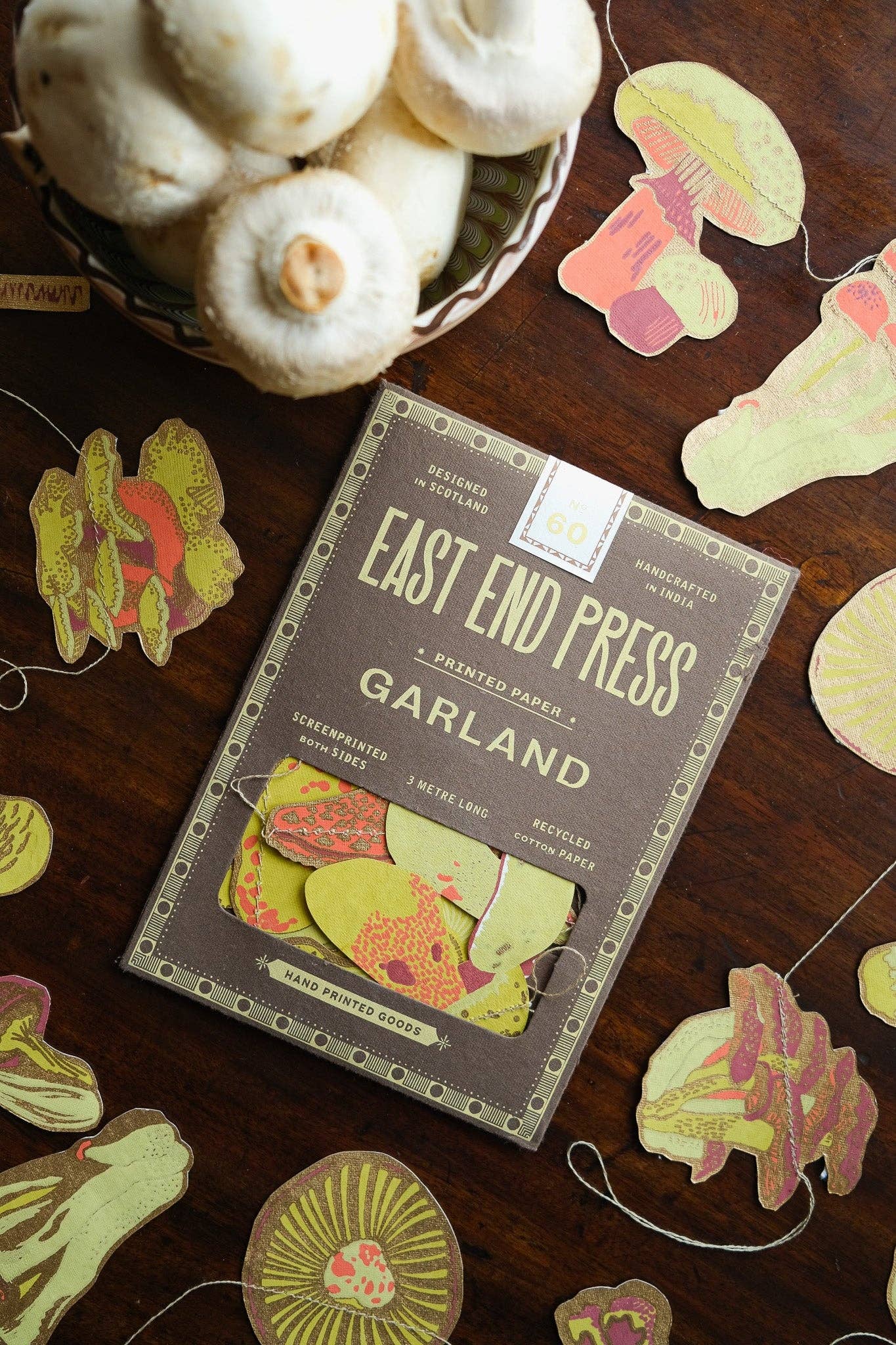 Mushroom Screen Printed and Sewn Garland