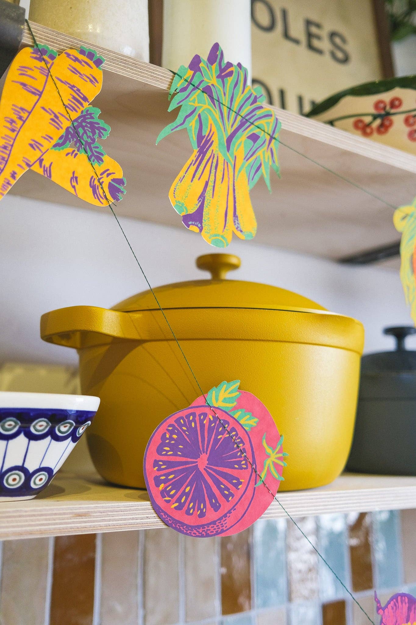 Vegetables Screen Printed and Sewn Garland