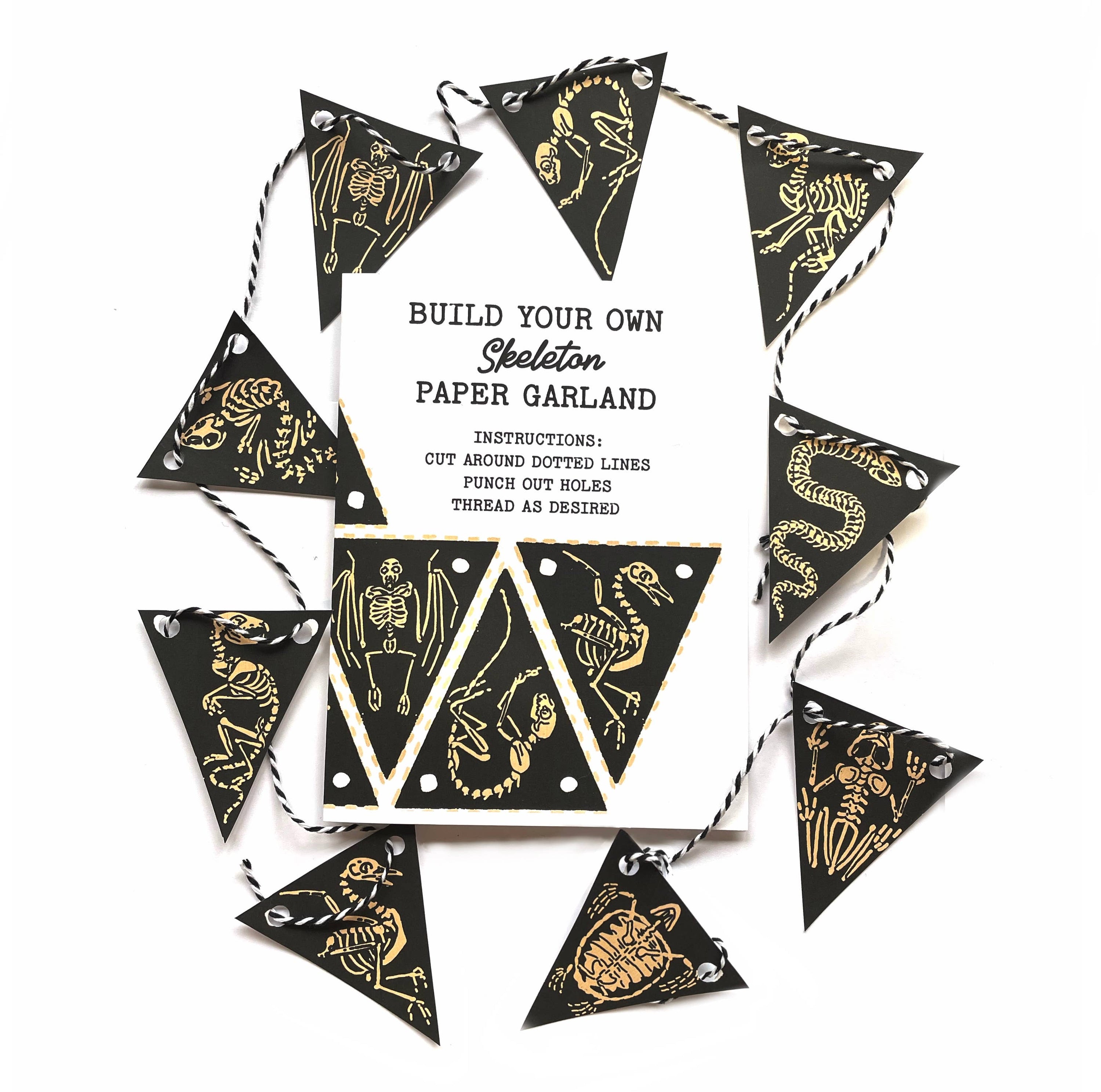 Build Your Own Paper Garland Card - Skeletons