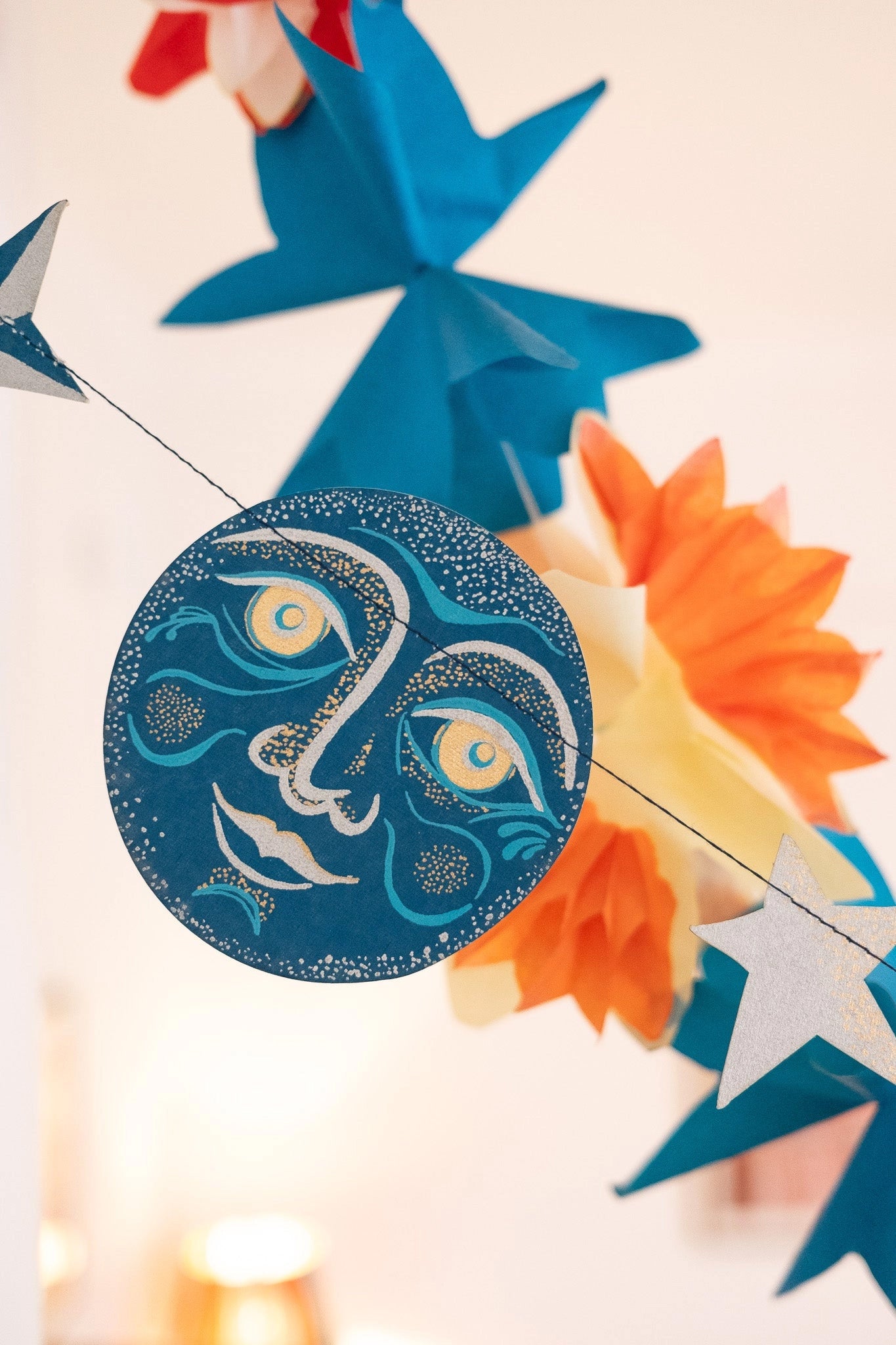 Man on the Moon Screen Printed and Sewn Garland