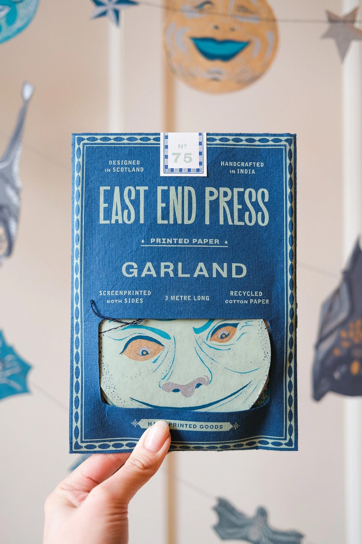 Man on the Moon Screen Printed and Sewn Garland