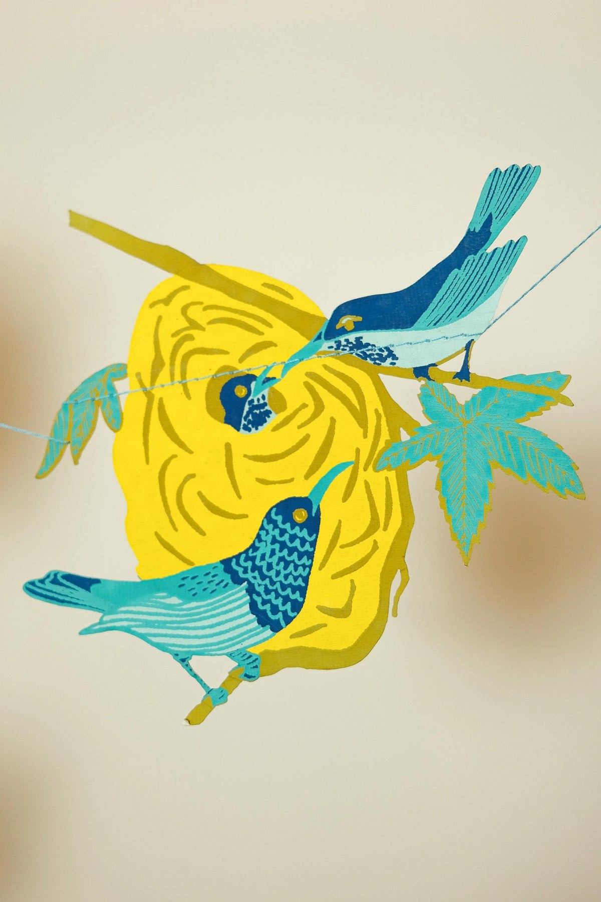 Guirlande sérigraphiée et cousue 'Bird Nests'