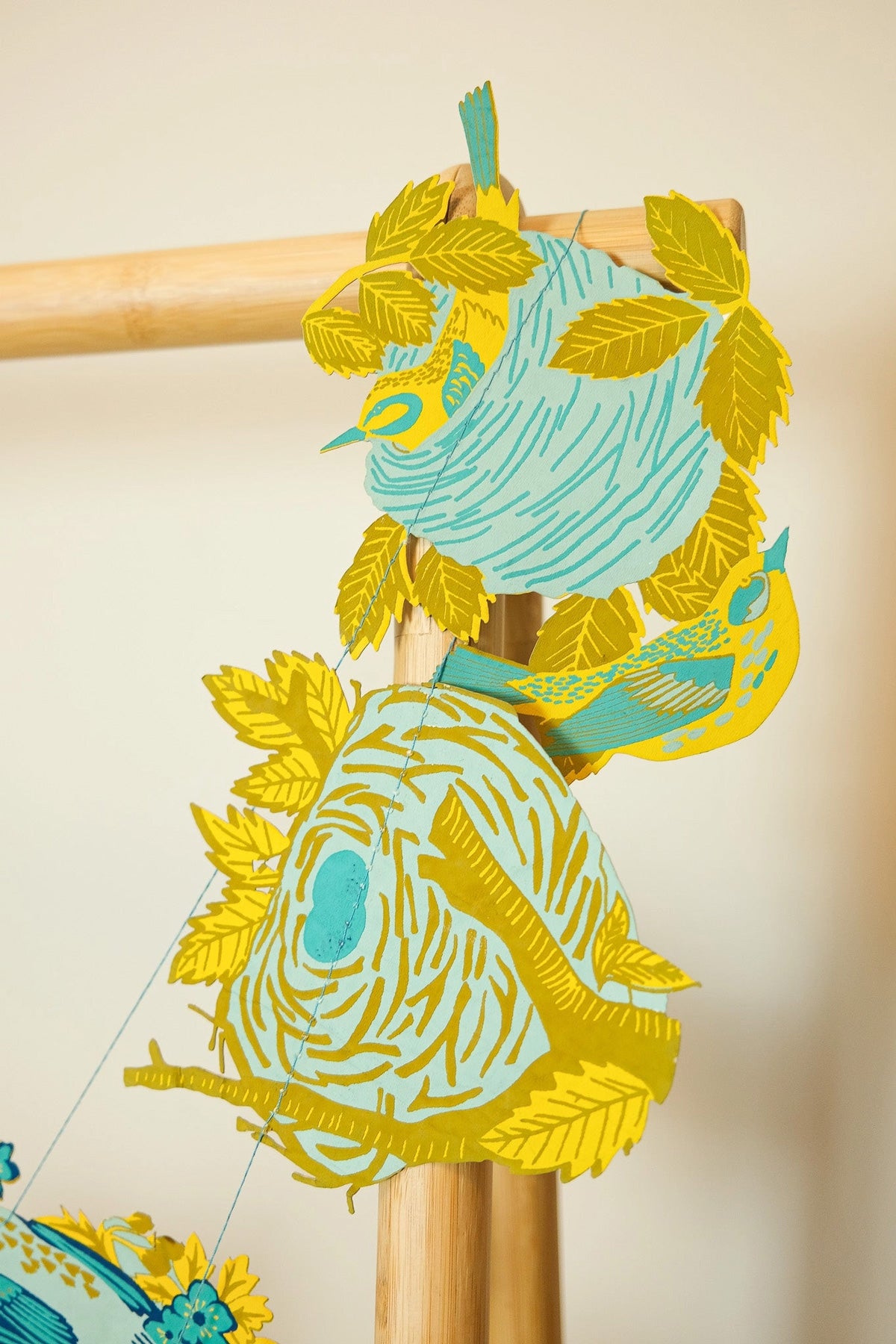 Guirlande sérigraphiée et cousue 'Bird Nests'
