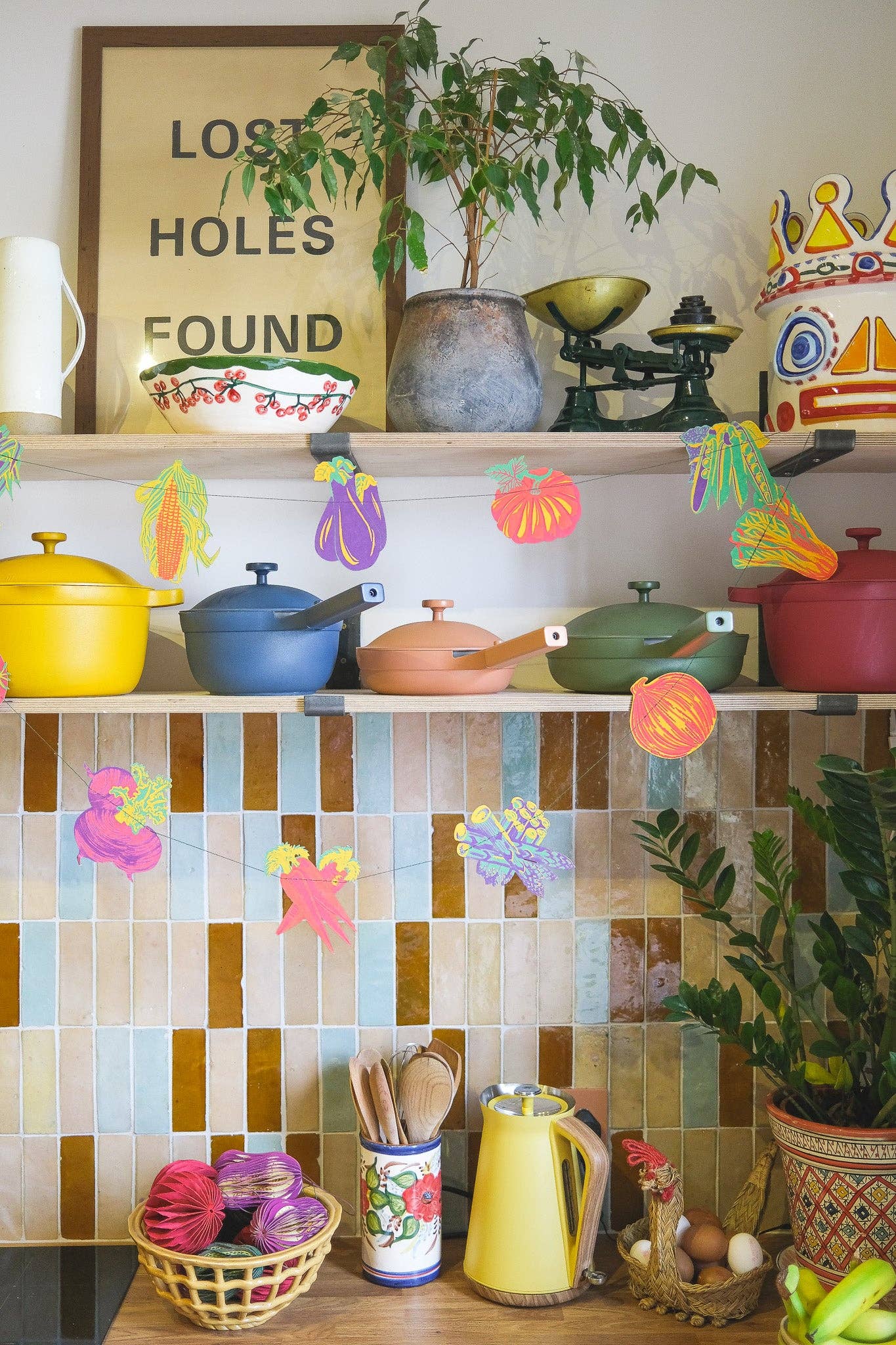 Vegetables Screen Printed and Sewn Garland