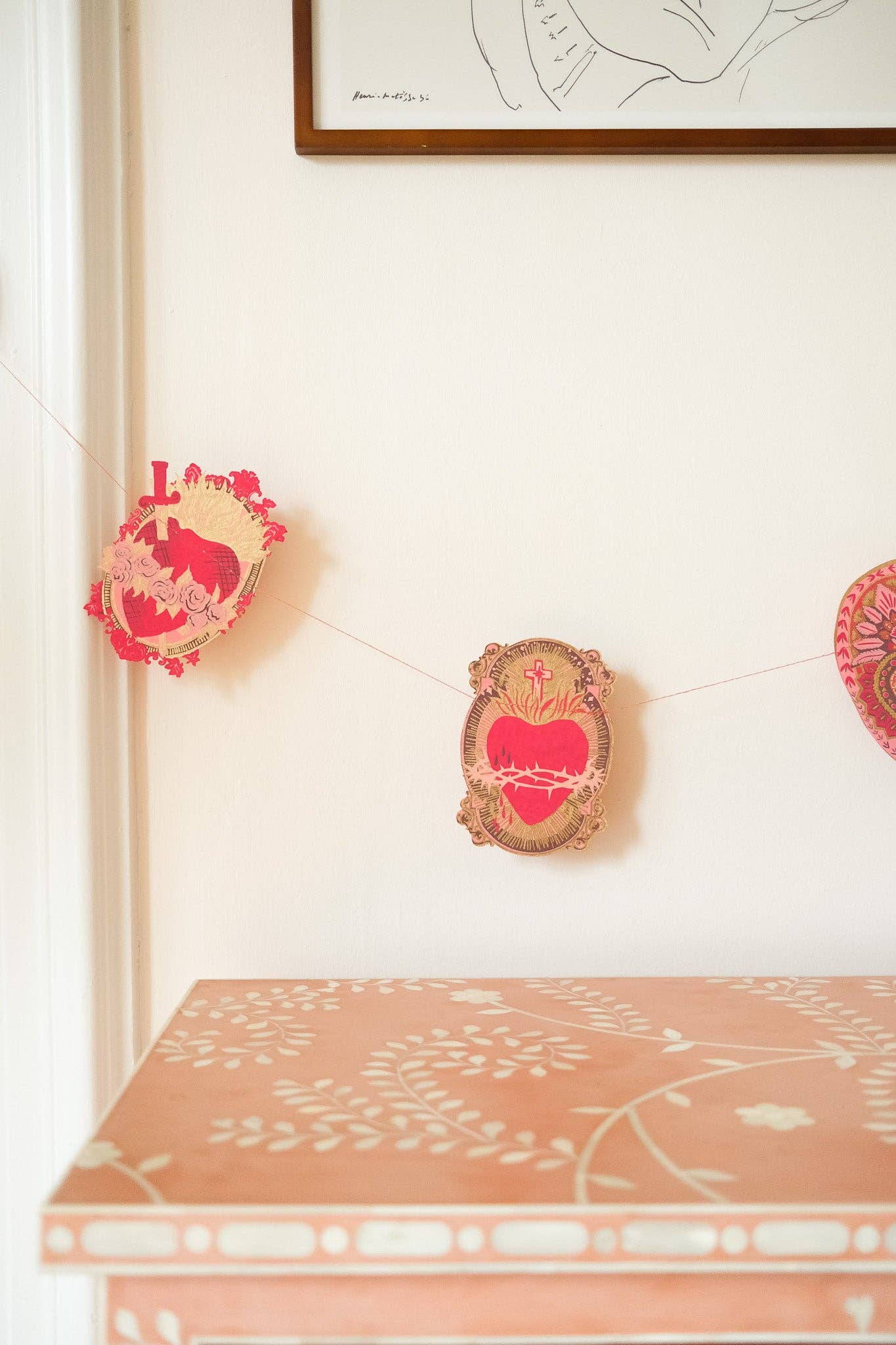 Saint Valentine Screen Printed and Sewn Garland
