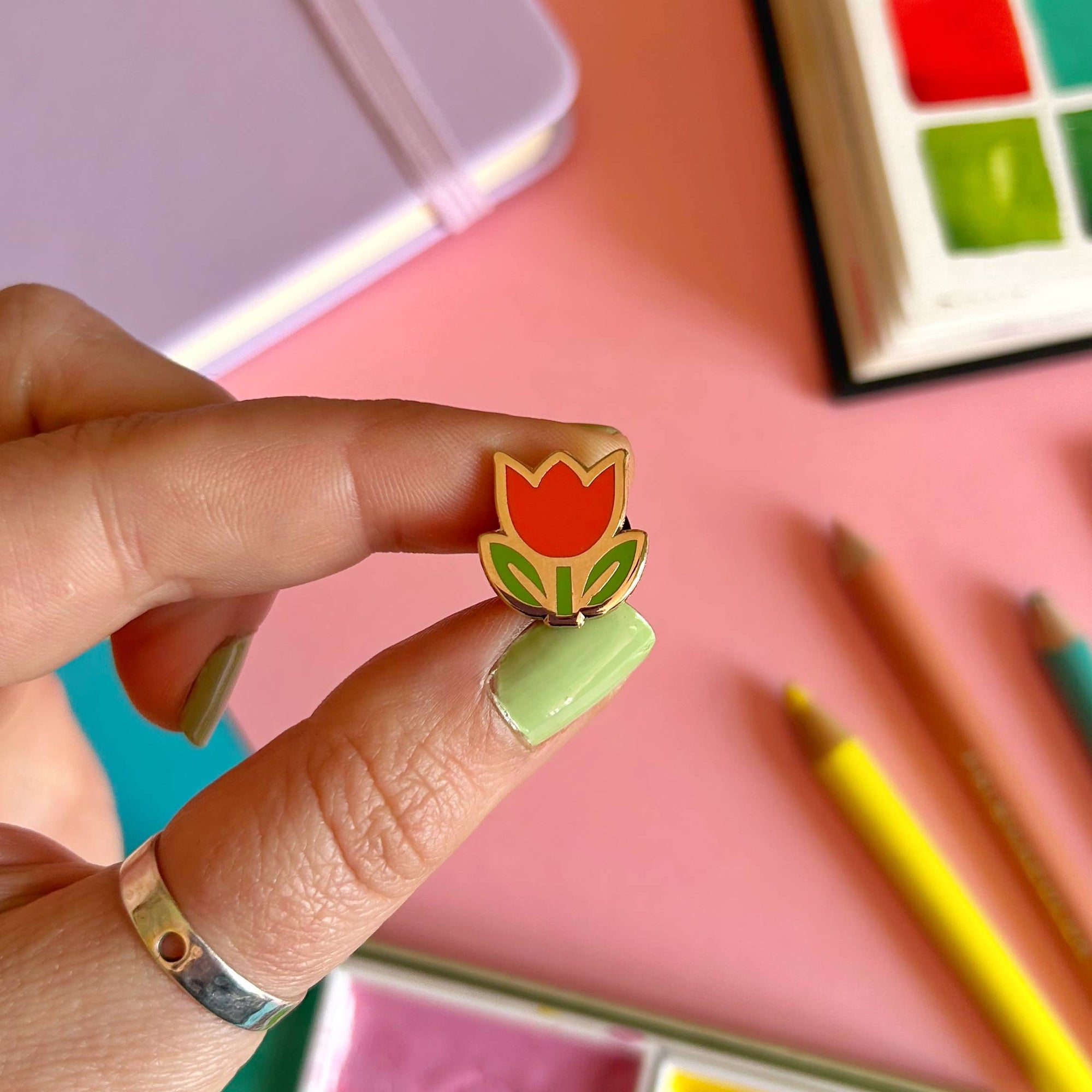 Red Tulip Enamel Pin