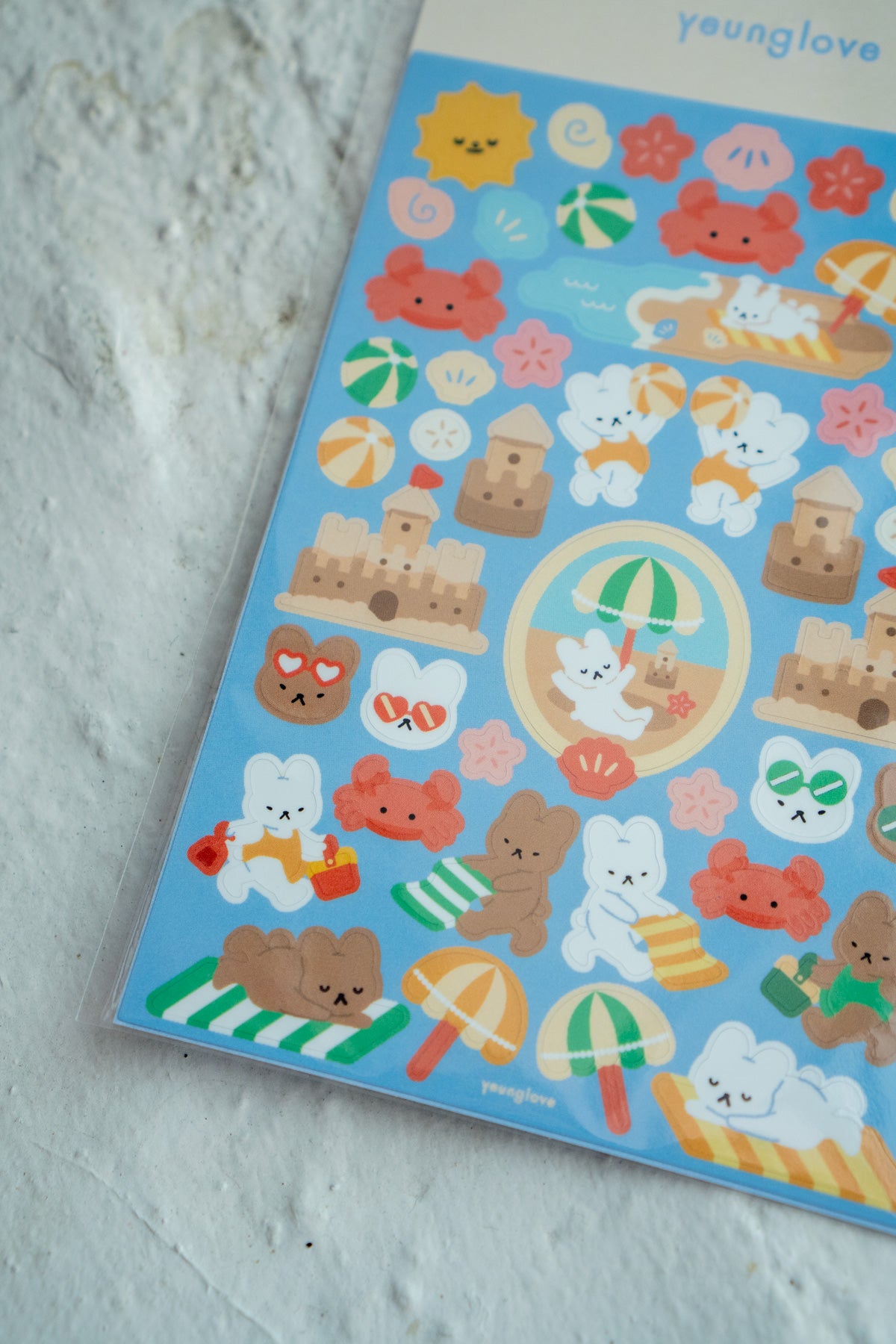 Feuille D'Autocollants 'Bunny Beach Day'