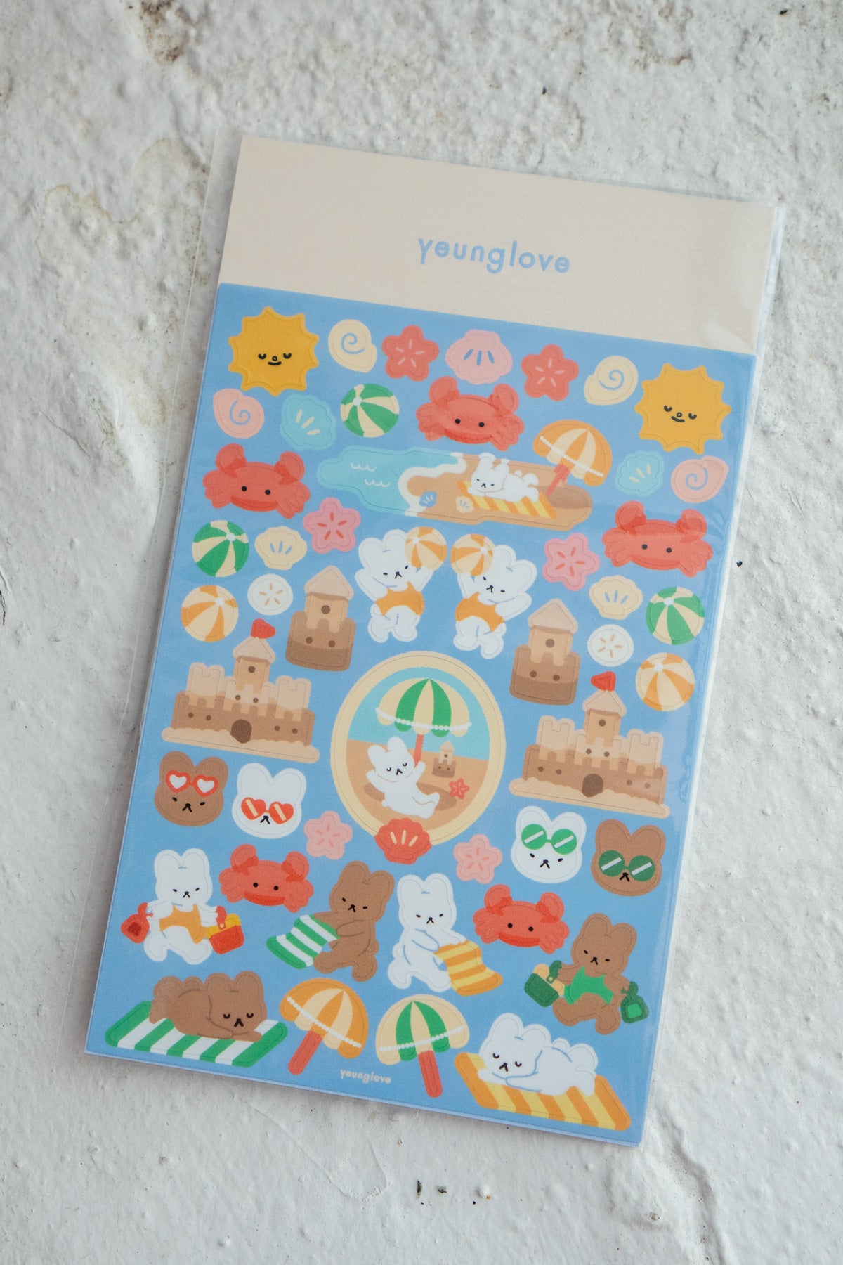 Feuille D'Autocollants 'Bunny Beach Day'