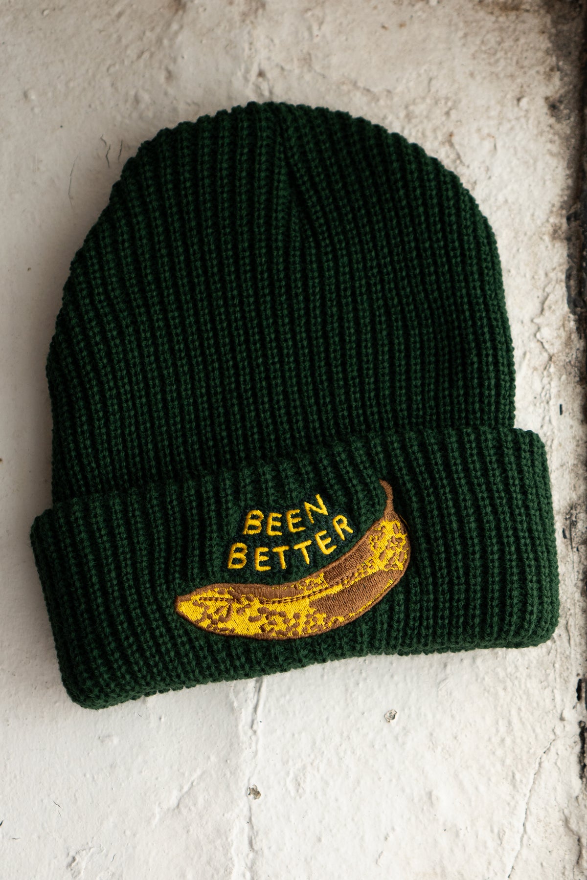 Tuque en tricot shaker 'Been Better (Banana)' | Vert Bouteille
