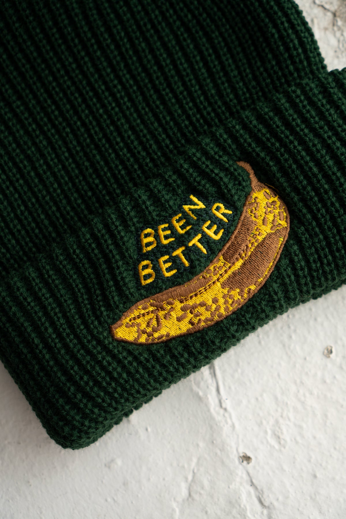 Tuque en tricot shaker 'Been Better (Banana)' | Vert Bouteille