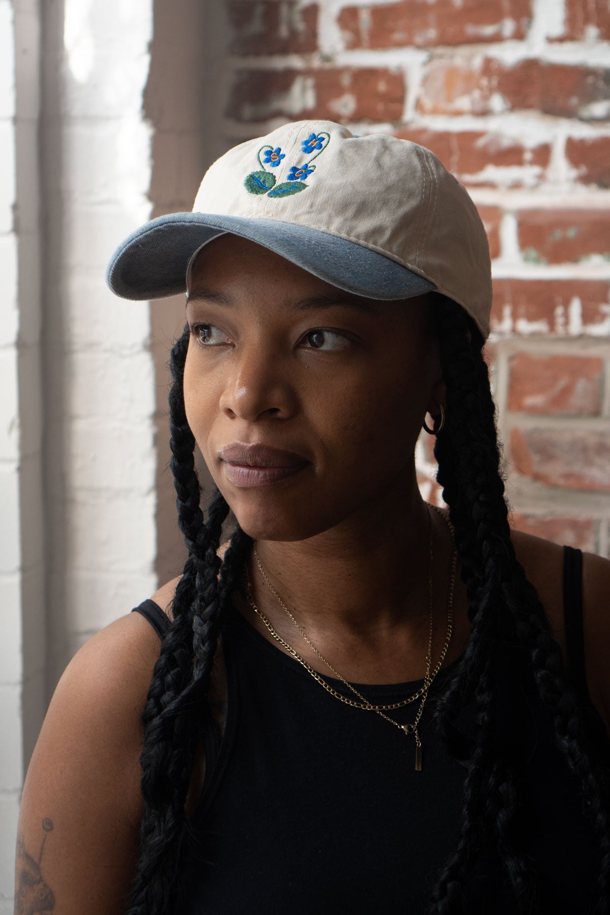 Blue Blooms Two-Tone Dad Hat