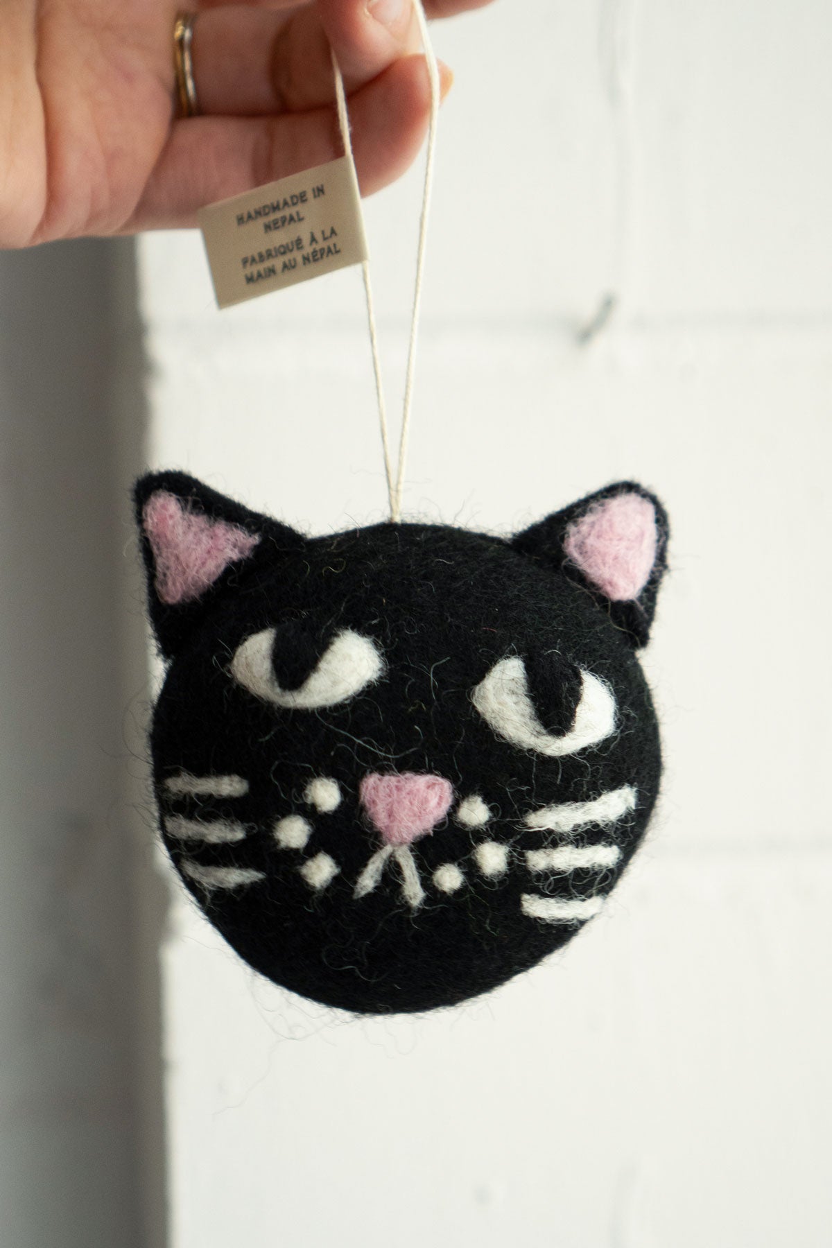 Cat Head - Felted Wool Ornament