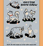 Reflective stickers featuring cute animals on skateboards