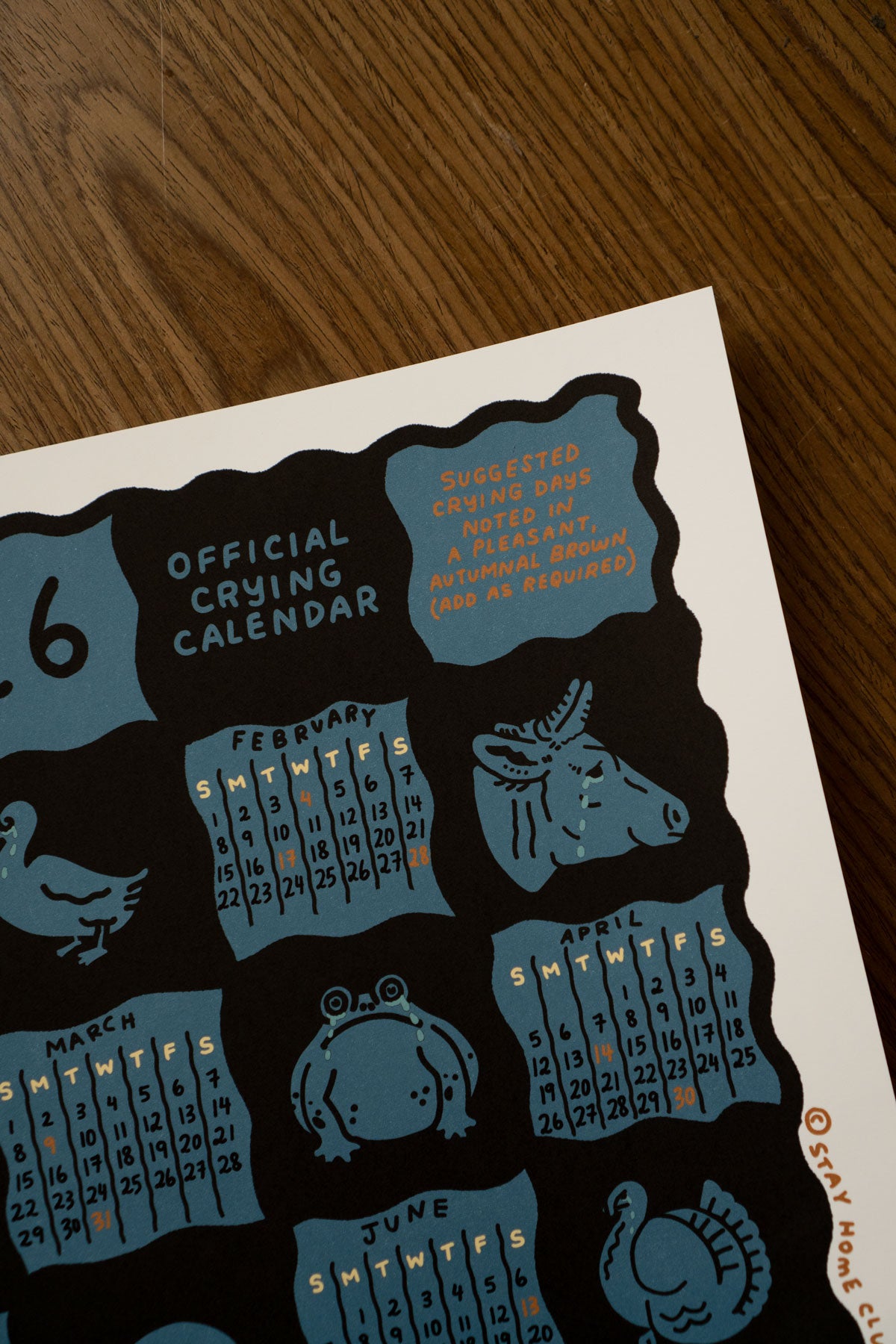 Crying Calendar - 2026 Calendar Print (English / French)