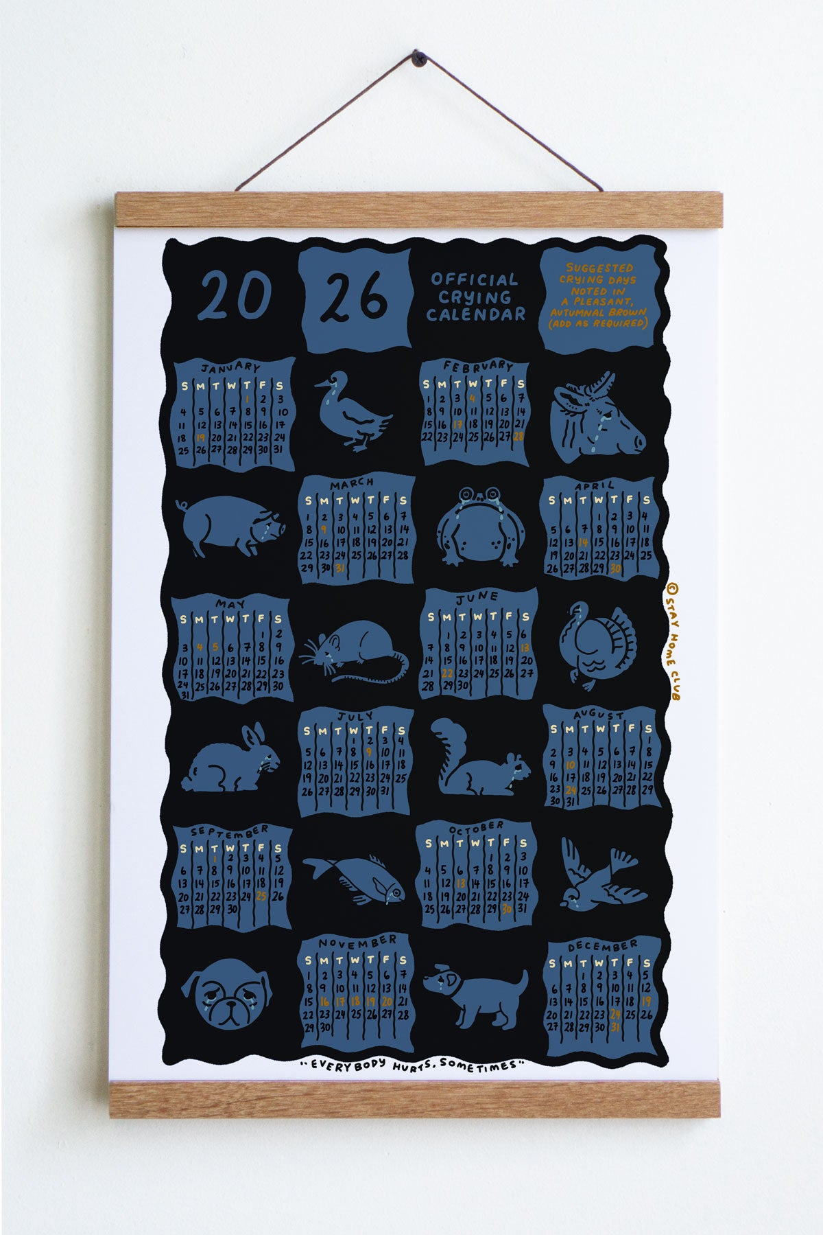 Crying Calendar - 2026 Calendar Print (English / French)