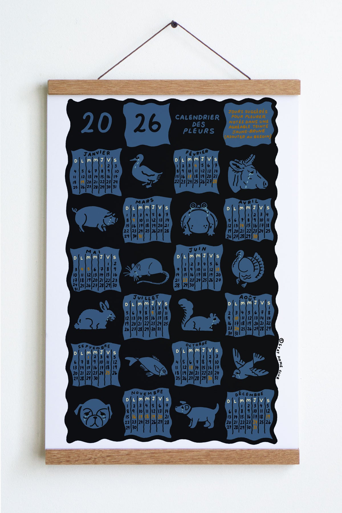 Crying Calendar - 2026 Calendar Print (English / French)