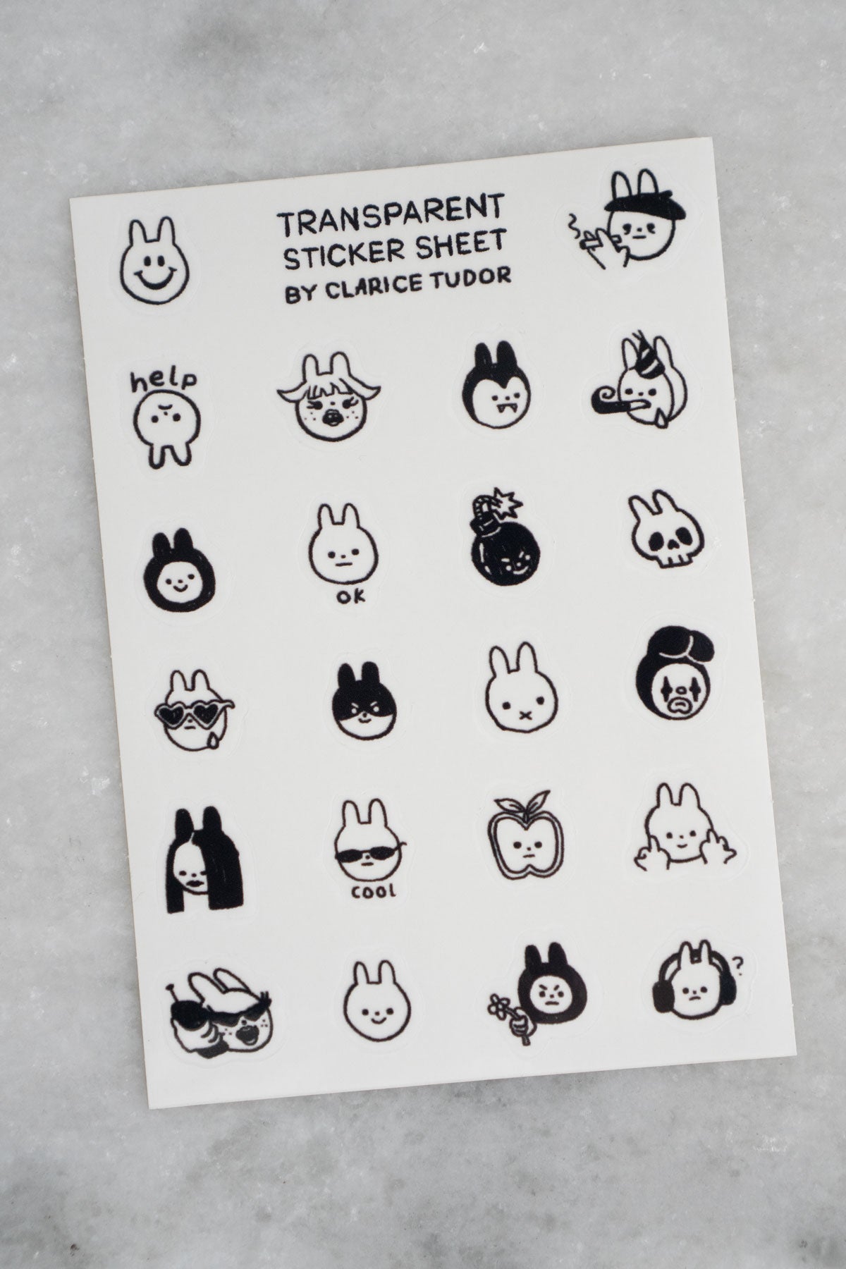 Clarice Tudor Bunnies - Clear Sticker Sheet
