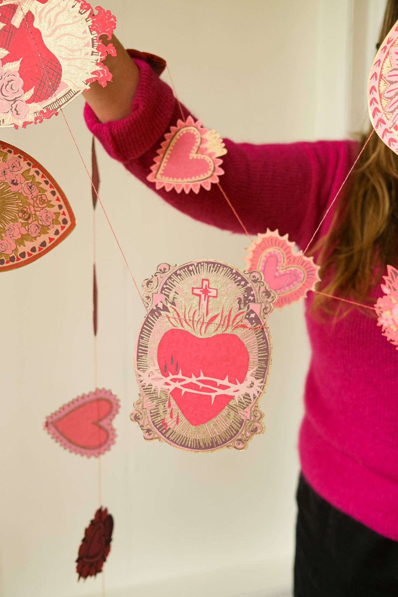 Saint Valentine Screen Printed and Sewn Garland