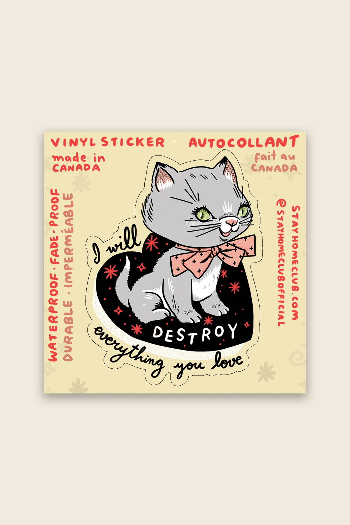Destroy Kitten Vinyl Sticker