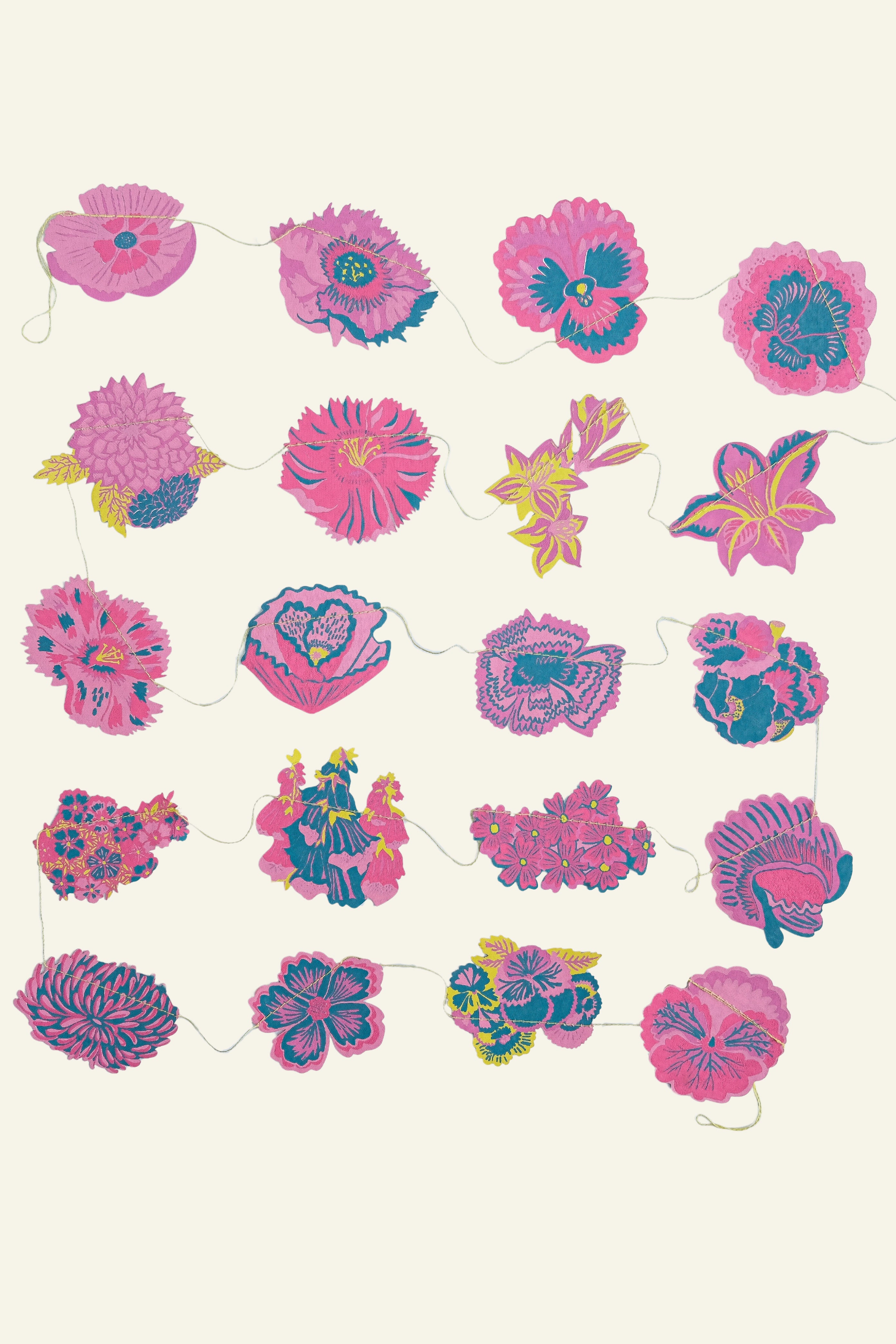 Summer Garden Screen Printed and Sewn Garland