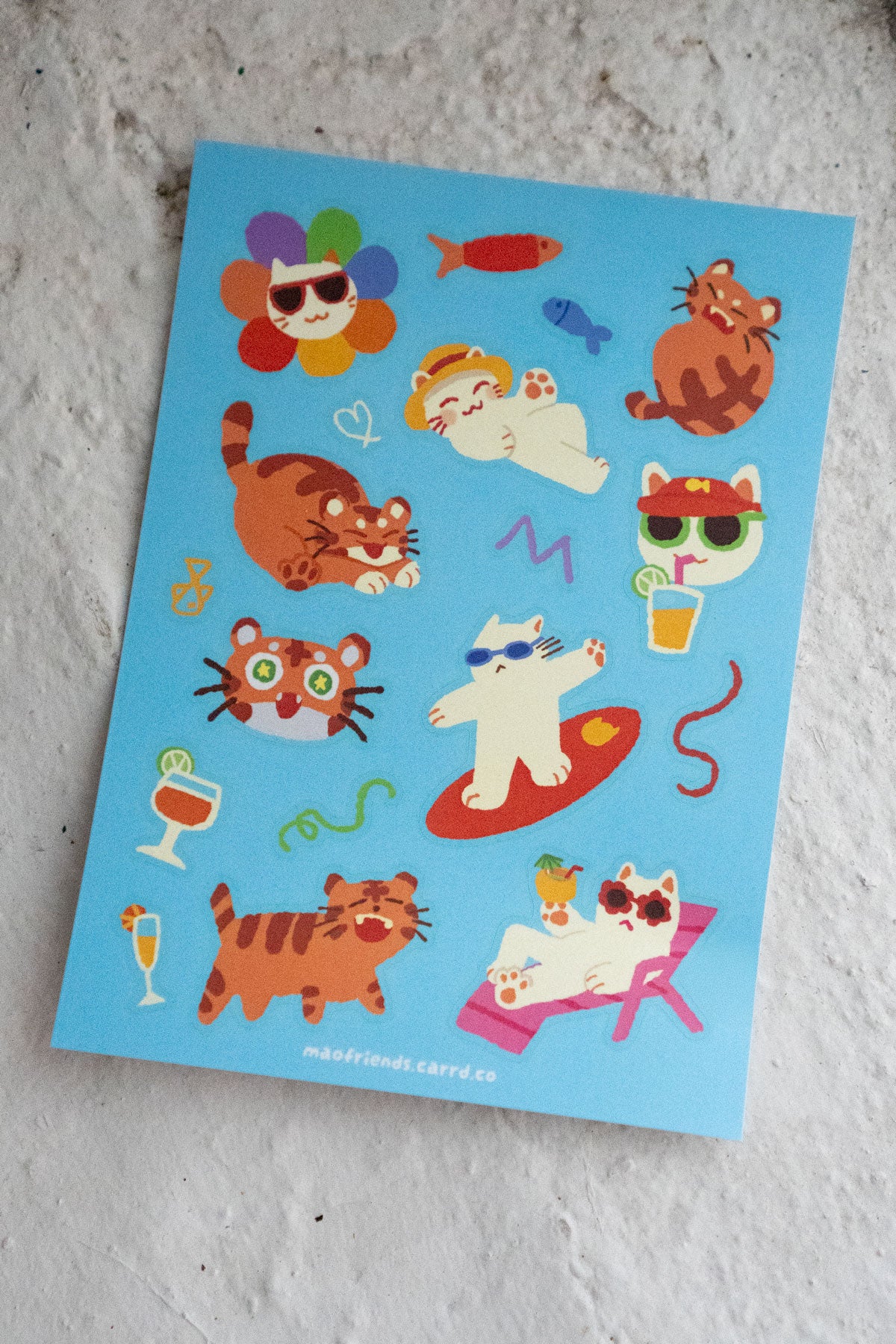 Cats on Vacation Sticker Sheet