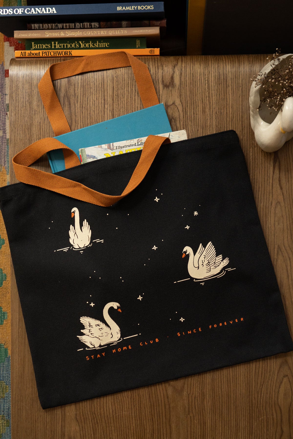 Night Swans Flat Tote