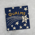 Navy blue patch featuring a star design and the text "Qualms - I have a few!"