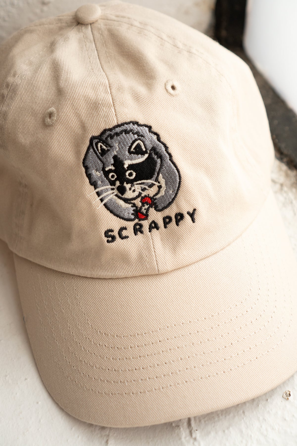 Scrappy Raccoon Dad Hat | Oatmeal