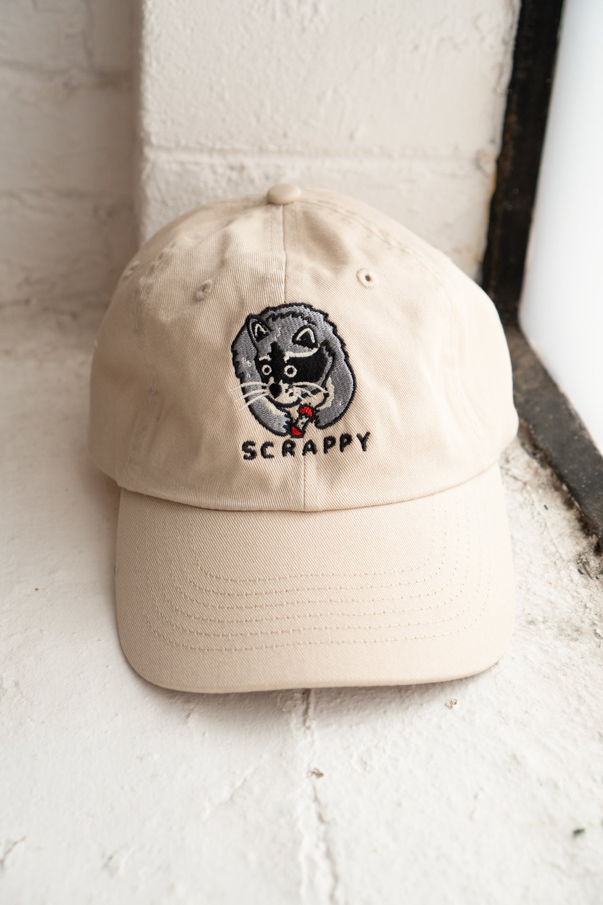 Scrappy Raccoon Dad Hat | Oatmeal