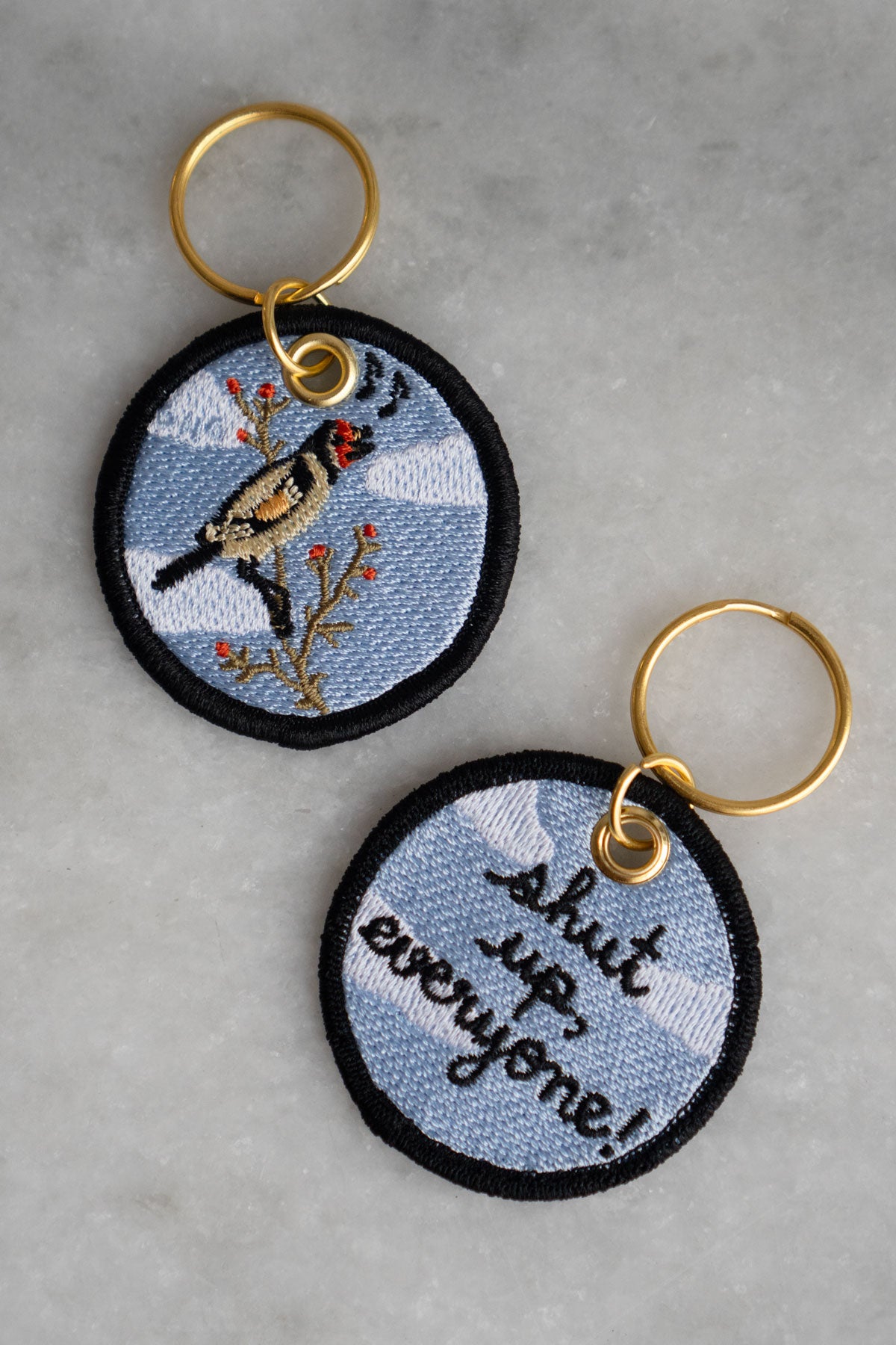 Shut Up Everyone (Bird) - Embroidered Keychain