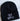 black beanie winter hat with sad songs in white font 